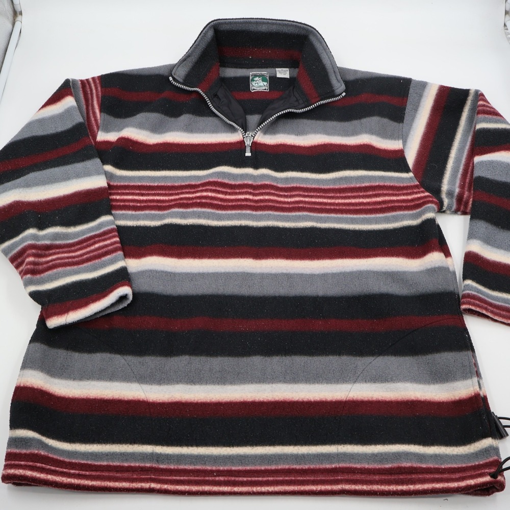 McIntosh & Seymour Fleece Pullover Mens XL Multi Stripe Quarter Zip Oregon Rugby